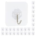 Elalove 24 Crochets Adhésifs Mural Transparents sans Trace pour Porte Serviette Tableau Plafond et Cuisine – Support jusqu'à 10kg
