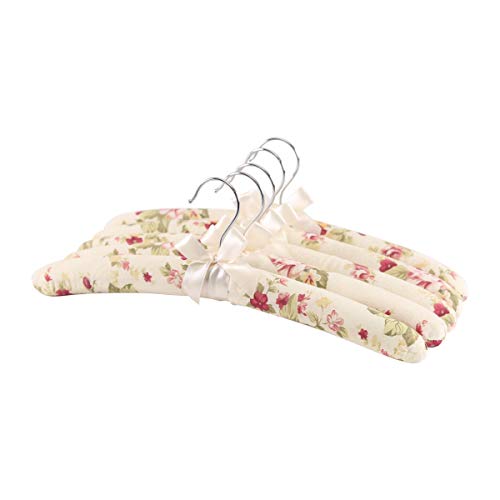 Neoviva Cotton Fabric Coated Hanger Set, Pack of 5, Floral Vanilla Cream - //coolthings.us
