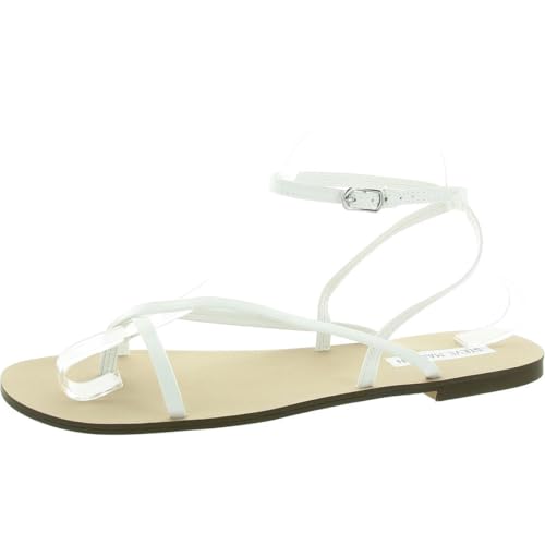 Steve Madden Women's Agree Flat Sandal, Amuse White, 9