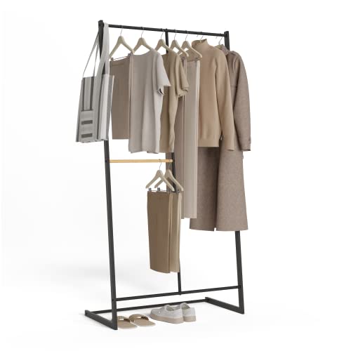 Newlux - Burro Ropa Resistente Hasta 15kg Hangy One 15 Doble Altura. Perchero Burro Ropa Metálico con Gran Estabilidad | Fácil Montaje | Base Antirayaduras | Espacio Pantalones (80x40x160cm) | Negro