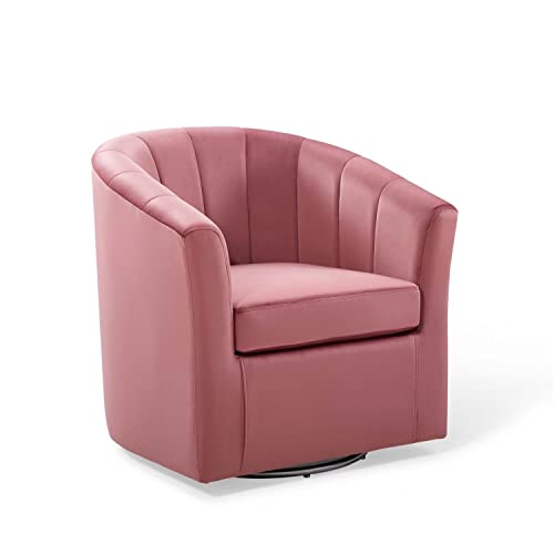 Modway Prospect Channel Tufted Performance Velvet Swivel Armchair In Dusty Rose #TOP20