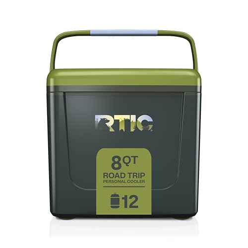 RTIC 8 QT Road Trip Personal Cooler, Small, Compact, Insulated, Portable Ice Chest Box for Food, Drink, Beverage, Beach, Camping, Picnic, Fishing, Boat, 12-Can Capacity
