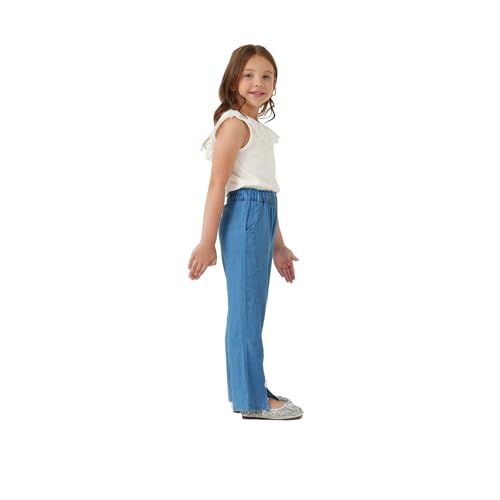 Image of Girls Pants with Pockets Pull On Lightweight Bell Bottoms Straight Leg Baggy Jeans for Girls Flare School Pants
