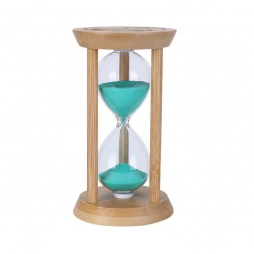Turquoise Sand Timer,1 Min Wood Sandglass Clock - Modern Hourglass Watch with100% Bamboo Frame for Kids Games Classroom Kitchen Home Office Decor(Turquoise+1Min)
