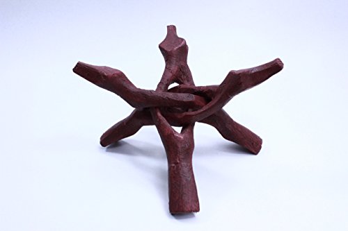 Wild Lotus Wooden Tripod Abalone Shell or Crystal Ball Stand - 6 inch