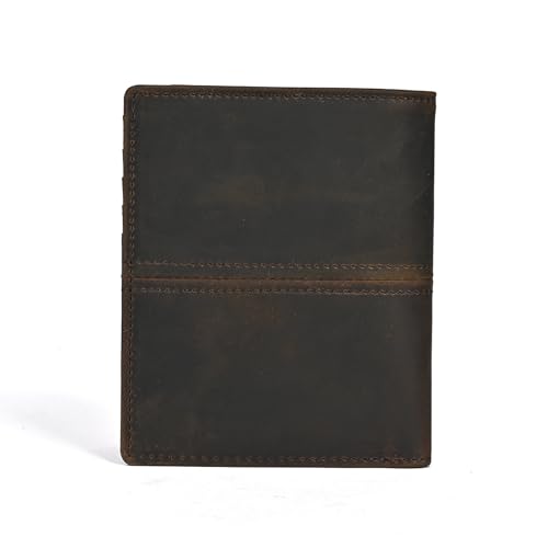 Retro Genuine Leather Wallet for Men Foldable Compact Minimalist Bifold Card Holder (Coffee)4