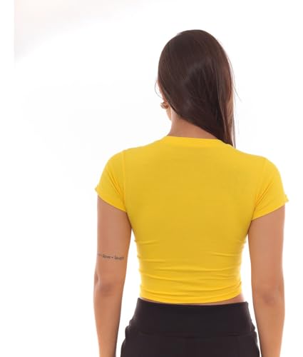 Blusa Cropped Nózinho Viscolycra Feminina (BR, Alfa, Único, Regular, Amarelo)