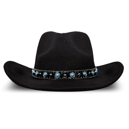 Lucky Brand Womens Cowboy Hat | Wide Brim | Felt | Rancher | Americana | Western Inspired | Classic | Fashion - Black