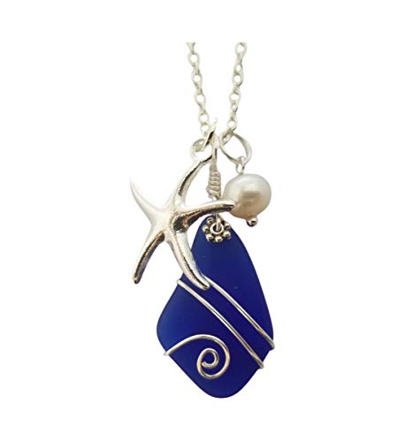 Yinahawaii Sea Glass Necklace, Hawaiian Jewelry For Women, Wire Wrapped Sea Glass Necklace, Unique Birthday Gift