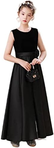 Chifar Girls Satin and Velvet Long Dresses - Perfect for Any Special Occasion Black 12