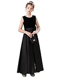 Chifar Girls Satin and Velvet Long Dresses - Perfect for Any Special Occasion Black 12