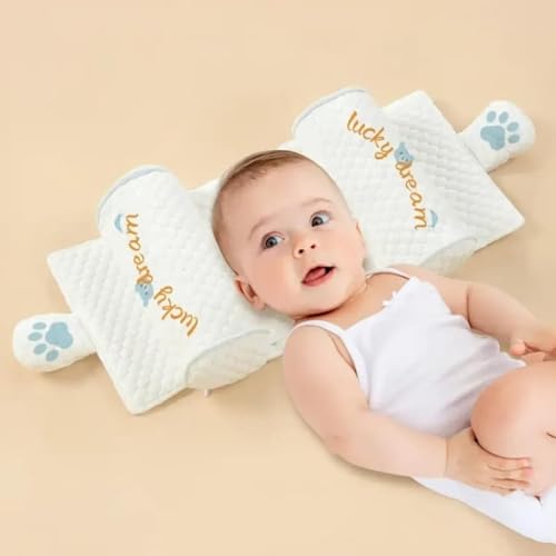 Image of Soft Hypoallergenic Head & Neck Support Pillow, Cotton Breathable Shaping Pillow for Small Boys and Girls, Baby Pillows for Sleeping, Machine Washable, Adjustable, New Born Head Shaping
