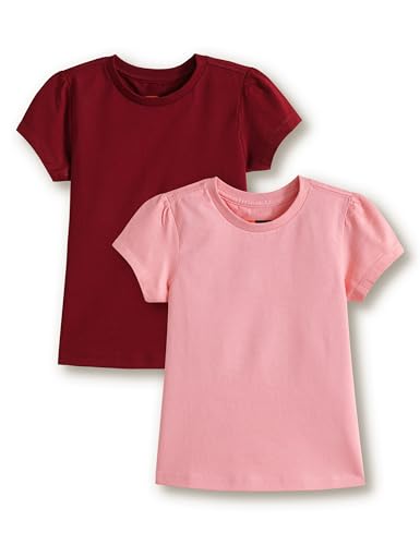 Image of Amazon Brand - Symbol Girls 100% Cotton Solid Half Sleeves T-Shirt | Regular Fit | Age 2-14 Years (Pack of 2)