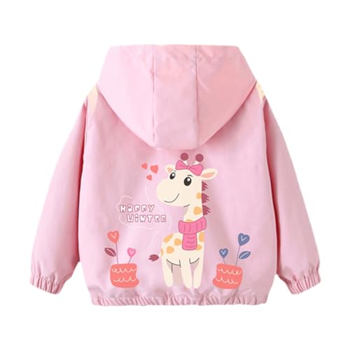 Kids Girls Waterproof Windbreakers Jacket Long Sleeve Full Zip Up Rainproof Hoodie Boys Cute Print Hooded Coat