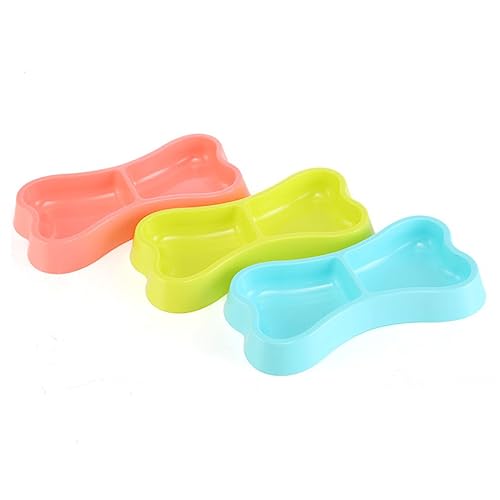 Veemoon Ciotole Doppie Per Cani Forma Di Osso Realizzate in Plastica Sicura Per Acqua e Cibo Per Cuccioli Cani e Gatti Design Antiscivolo Che Protegge i Pavimenti Facili Da Pulire