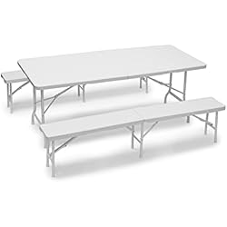 <b>Jardines pequeños con piscina</b> 11 Relaxdays 10020052_49 - Mesa y 2 Bancos de jardín Plegables