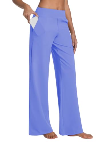 Image of BUBBLELIME Women High Waist Wide Legs Yoga Pants Loose Sweatpants Pockets | 29 inch /31 inch /33 inch /35 inch /37 inchInseam,2 Styles / Dress /Basic,Lounge,Comfy,Stretch Casual Work