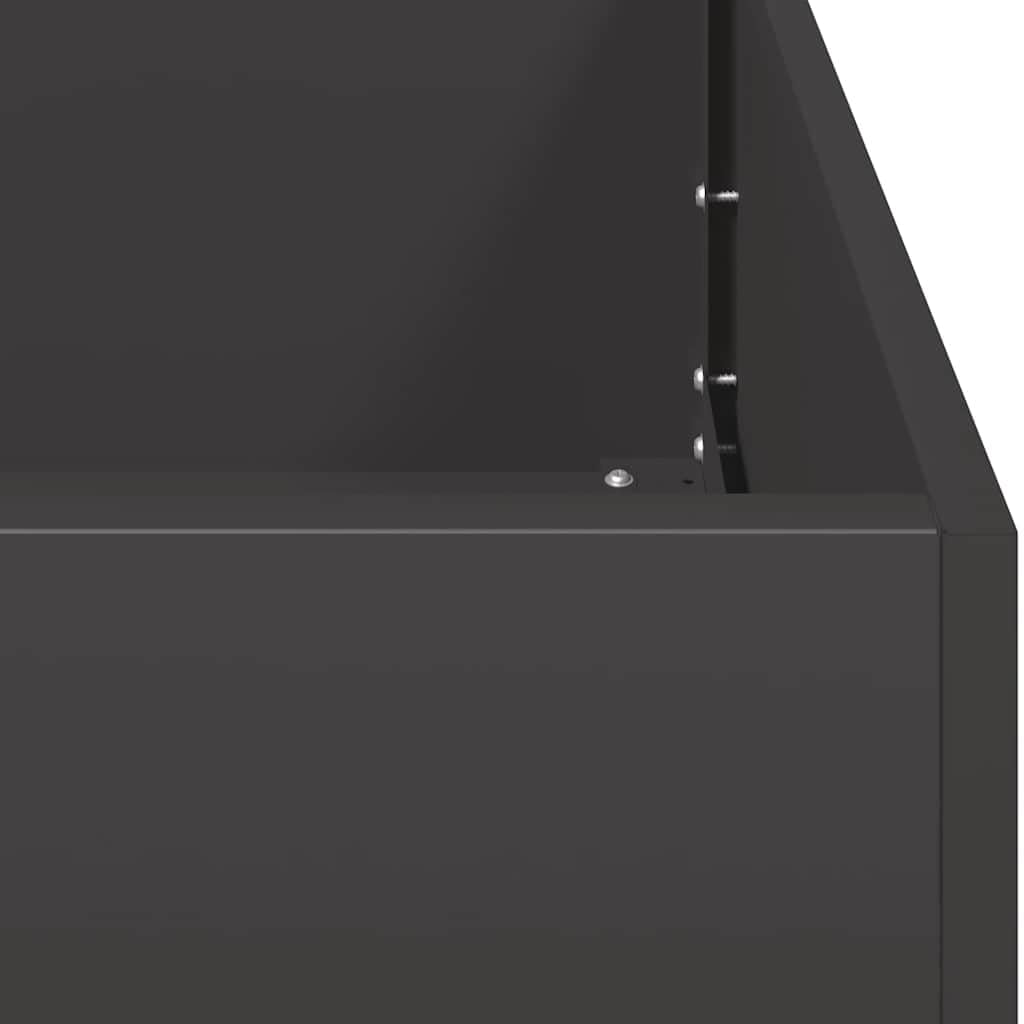 Macetero de metal, 80 x 80 x 40 cm, jardinera elevada, color negro | Macetero cuadrado de acero para patio con soporte interior para estabilidad sin placa base.