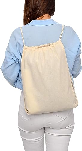 TBF 12 Pack Wholesale Premium Canvas Drawstring Backpacks - Stylish and Durable Drawsting Cinch Bags for All Occasions 14" W x 18" H3