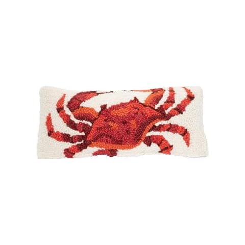 Decorvo Red Crab Nautical Beach Pillow - 12 x 8 inches Coastal Hook Throw Pillow for Couch or Dorm Cover