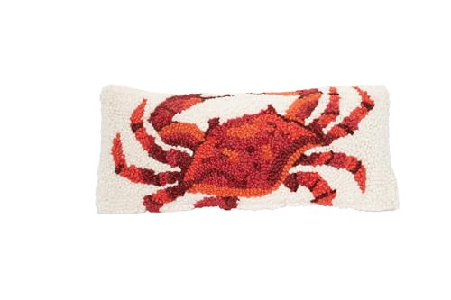 Decorvo Red Crab Nautical Beach Pillow - 12 x 8 inches Coastal Hook Throw Pillow for Couch or Dorm