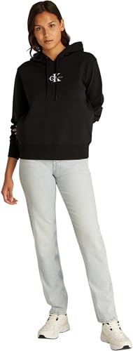 Calvin Klein Damen Hoodie Monologo mit Kapuze, Schwarz (Ck Black), XXS – Ansicht 3