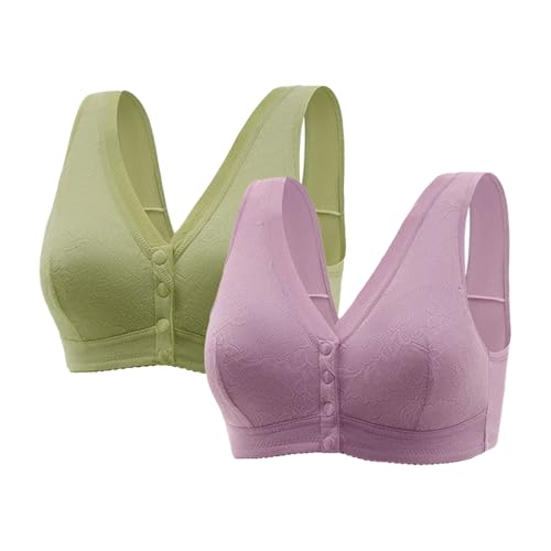 Sujetadores de alto soporte para mujer, con correa ajustable, cobertura completa, cómodos, sin aros, sujetadores de compresión, Morado #1, 70