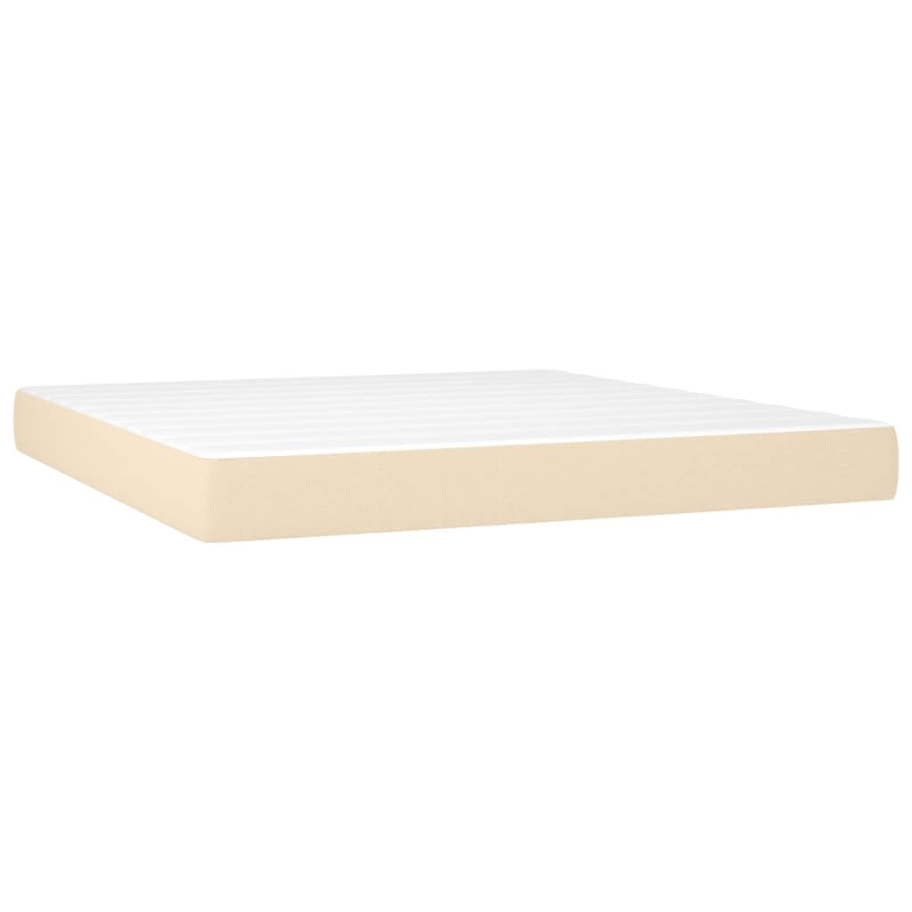 Cama con somier de color crema, 180 x 200 cm, con colchón y top, cabecero de tela regulable en altura para dormitorio, habitación de invitados, accesorios para el hogar