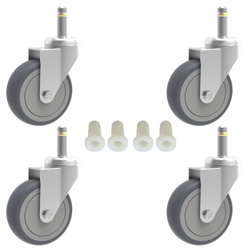 RILIDRI 3-Inch Swivel Stem Caster, 7/16-Inch Stem Diameter Rubber Wheel, Heavy Duty TPR Replacement Wheels for Rubbermaid Mop Bucket Cart Grill Casters - 4 Pack by RILIDRI - Used condition - US$18.31