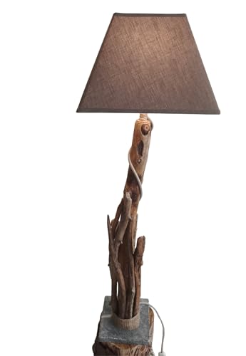 Lampe de table en bois flotté brûlé Atelier Gallina modèle Ecume fait main