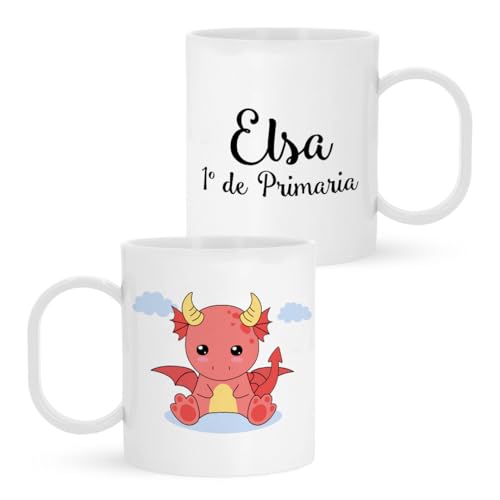 Kadoo Regalos Taza de Plástico Personalizada Infantil Dragón