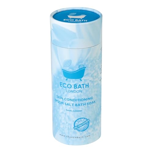 Image of Eco Bath London Skin Conditioning Epsom Salt Bath Soak - Tube 2.2 LB (1kg) | Made in UK | Magnesium Bath Salts with Neroli and Lavender Oils | Epsom Salts for Skin Care and Relaxation