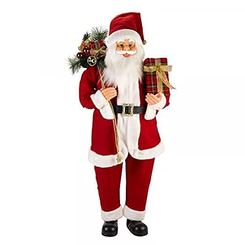 Marco Paul - Set di 2 decorazioni decorative decorative natalizie a forma di Babbo Natale con 28 luci a LED, a batteria, decorazione deluxe in peluche, decorazione natalizia per Babbo Natale, 60