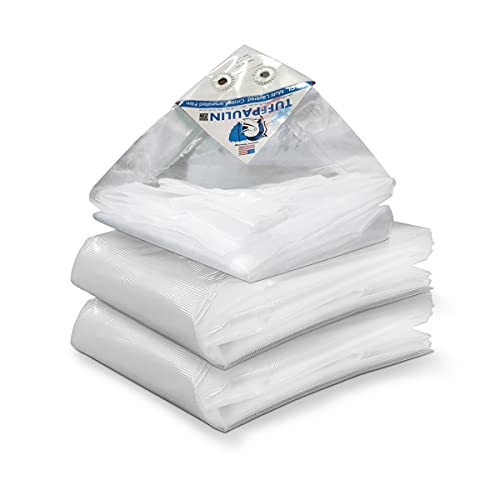 Image of TUFFPAULIN Plastic 30FtX50Ft 120 Gsm Transparent Tarpaulin Tirpal Tadpatri Tharpai Thadika,Extra Strong,Reinforced Eyelets,Uv Resistant,100% Waterproof Virgin,6 Layer Mlcl 3D Rib Technology-1 No.