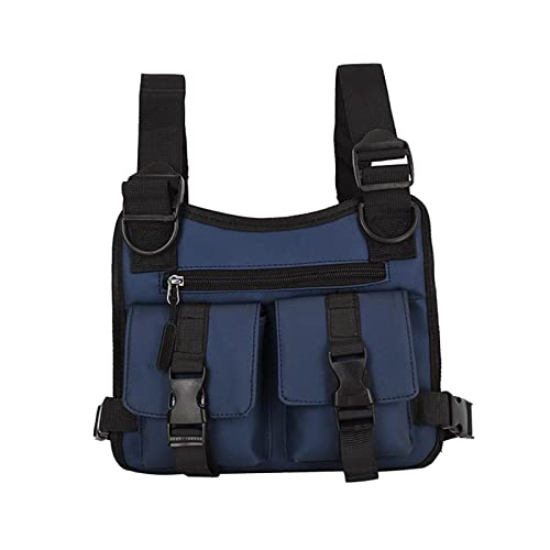 Sac de poitrine hip hop bleu gilet de sport homme avec poche de taille léger