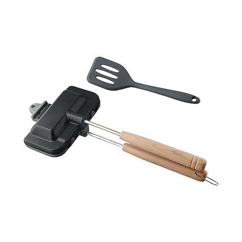 Vctitil Double-Sided Sandwich Baking Tray Outdoor Gas Frying Pan Toast Bread Mould Non Coated Non Stick Detachable Breakfast Pot With Silicone Spatula