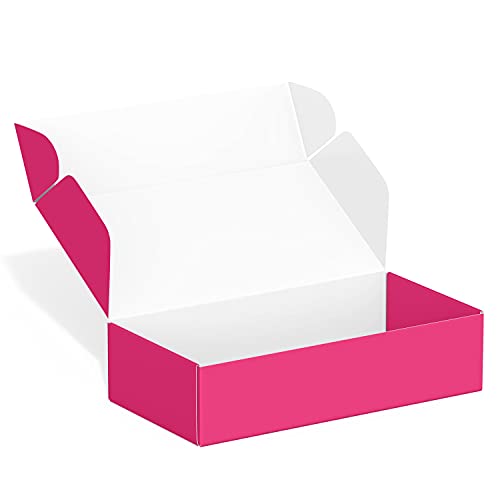 Image of 50 Pack 4 inchx8 inchx2 inch Shipping Boxes, Corrugated Cardboard Small Box Mailer, Shipping Boxes for Small Business for Gift Packing- TONESPAC (4 inchx8 inchx2 inch, Hot-Pink)