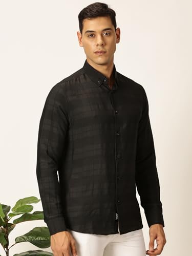 Image of Thomas Scott Men's | Self-Design | Full Sleeve | Slim Fit | Poly Cotton | Spread Collar | Casual Shirt