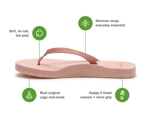 Image of Sanuk Yoga Joy Womens Flip Flops | Yoga Mat Footbed | Sandals for Women | Womens Yoga Sandals | Women's Beach Sandals