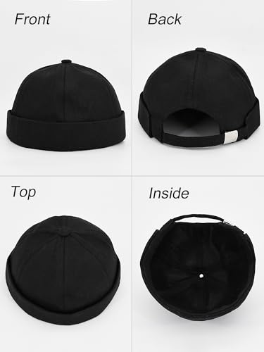 Image of 4 Pcs Brimless Hat Docker Cap No Brim Hats Skull Caps Rolled Cuff Beanie Hip Hop Hats with Buckle for Men