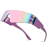 FEISEDY Futuristic Visor Punk Sunglasses Rimless One Piece Goggles Miorred Shades Women Men B2927