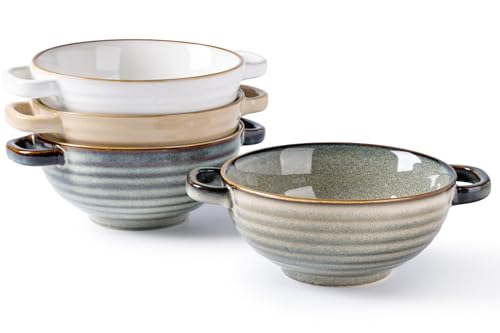 GBhome Ceramic Soup Bowls With Double Handles