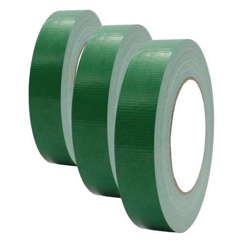 Image of Duct Tape 1 Inch X 44 Yards, 8.5 mil Thickness, Heavy Duty Green Duct Tape, No Residue, Waterproof, Tear by Hand for Repairs, Industrial, Professional Use (Pack of 3)