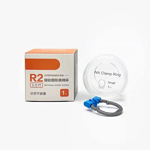 Image of Dental Sectional Matrix Ring Clamp Spring Clip, Autoclavable Nickel Titanium Orthodontic Clamp Rings, Contoured Matrices System for Pre and Post Molars. (R2 Blue)