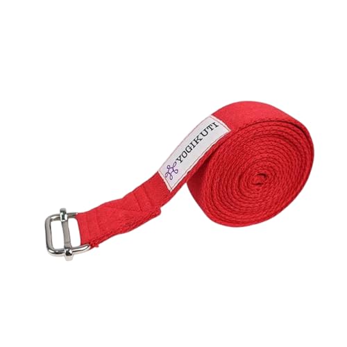 Yogikuti Premium Yoga Belt 9 ft | Durable Cotton Yoga Strap for Stretching, Flexibility, Alignment, Balance & Deep Yoga Poses | Red