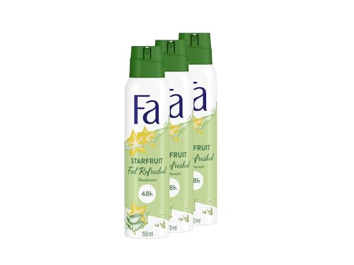 Fa Desodorante en spray de fruta de estrella Feel Refreshed (12 x 150 ml), desodorante con aroma a fruta de estrella y aloe vera, desodorante sin aluminio para hasta 48 h de protección desodorante