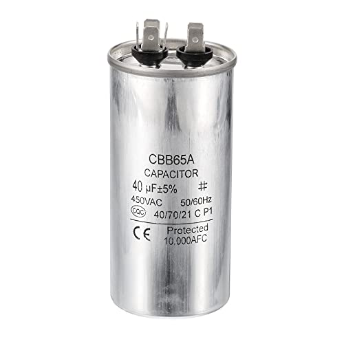 PATIKIL 40uF 40MDF 450V AC Ventilador Arranque Condensador, CBB65 Circular Funcionamiento Condensador para AC Motor Funcionamiento Aire Acondicionador Frío Calor Bomba Condensador Recto