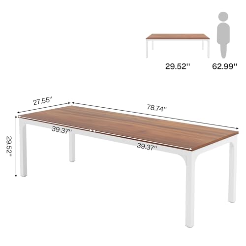 Tribesigns 78.7 Inches Extra Long Computer Desk 2 Person Desk, Double Long Desk, Workstaion for Home Office (Walnut+White)