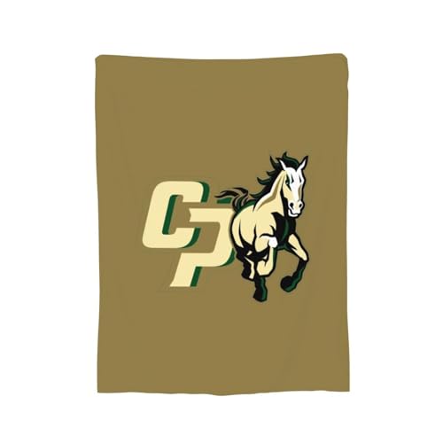 XRPUONG Cal Poly Mustangs Fleece Blanket Very Soft Microfiber Flannel Blanket for Couch Warm and Cozy
