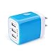 USB Charger Multi Port, Ailkin Micro USB Charger Charging Block USB Wall Plug Travel Charger Outlet Fast Charger Brick USB Charging Block Compatible iPhone iPad, iPhone, and iWatch (Blue/3Port)